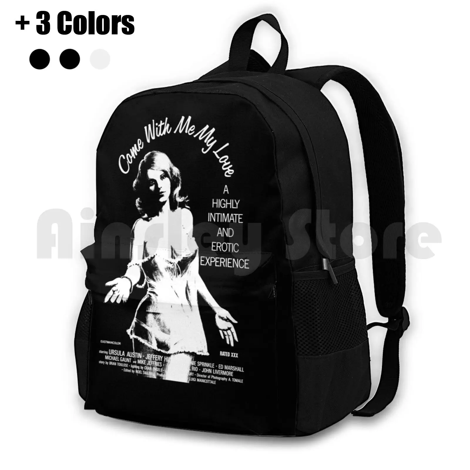 Come With Me My Love Outdoor Hiking Backpack Waterproof Camping Travel Vintage Retro Erotic Erotic Movies Exploitation Movies