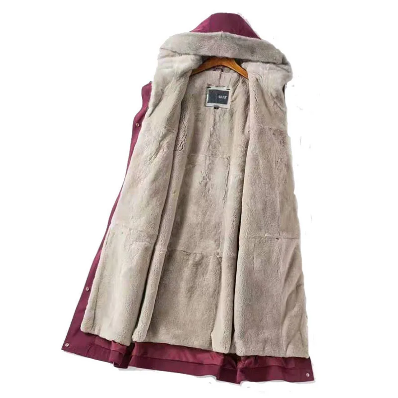 Giacca invernale da donna cappotto di pelliccia con cappuccio lungo spesso caldo cotone imbottito parka donna fodera in lana giacche Distachable cappotto