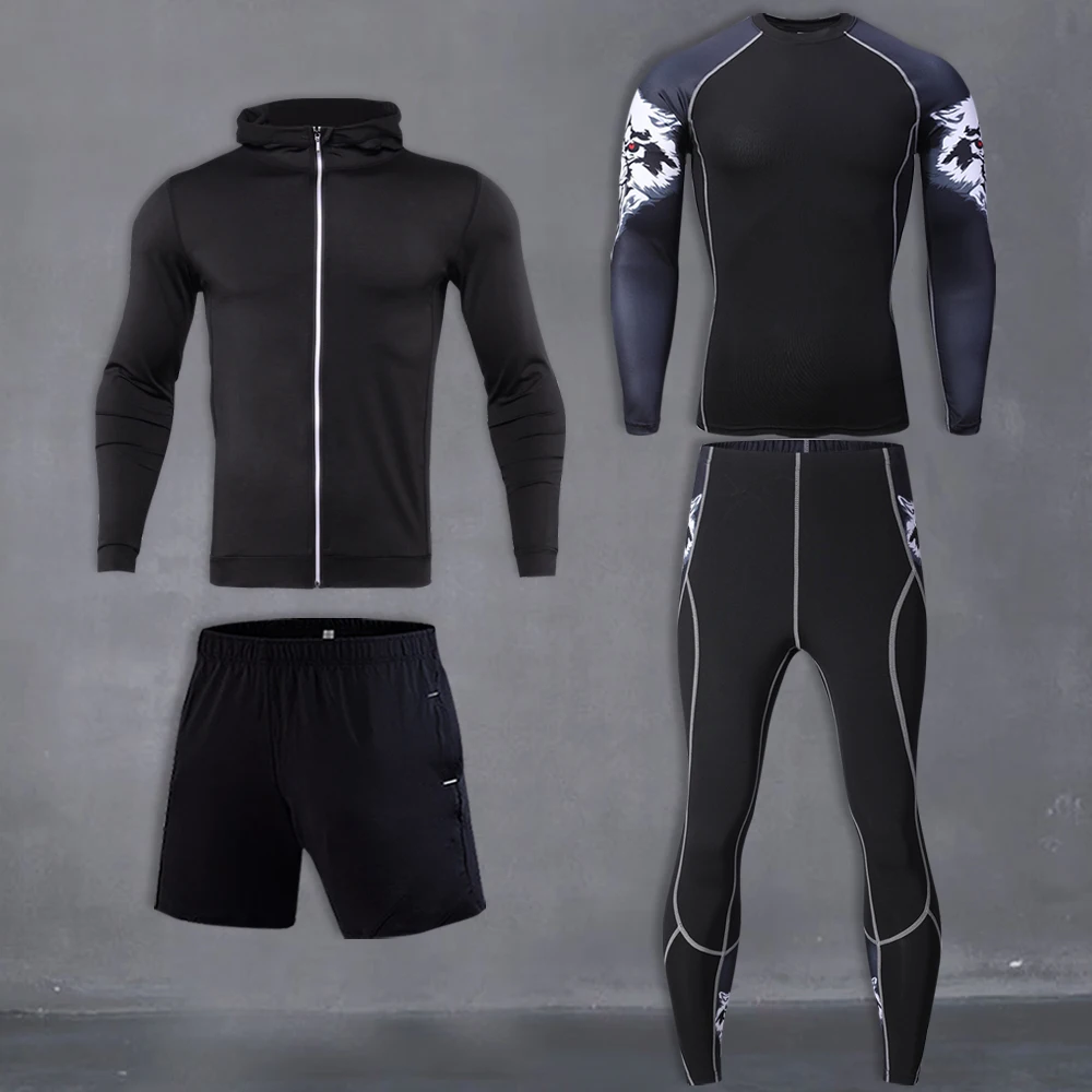 2022 Men's High Quality Compression Pants Shirt Top Long Sleeve Jacket Sports Suit Workout Suit Men's Running Jogging Suit