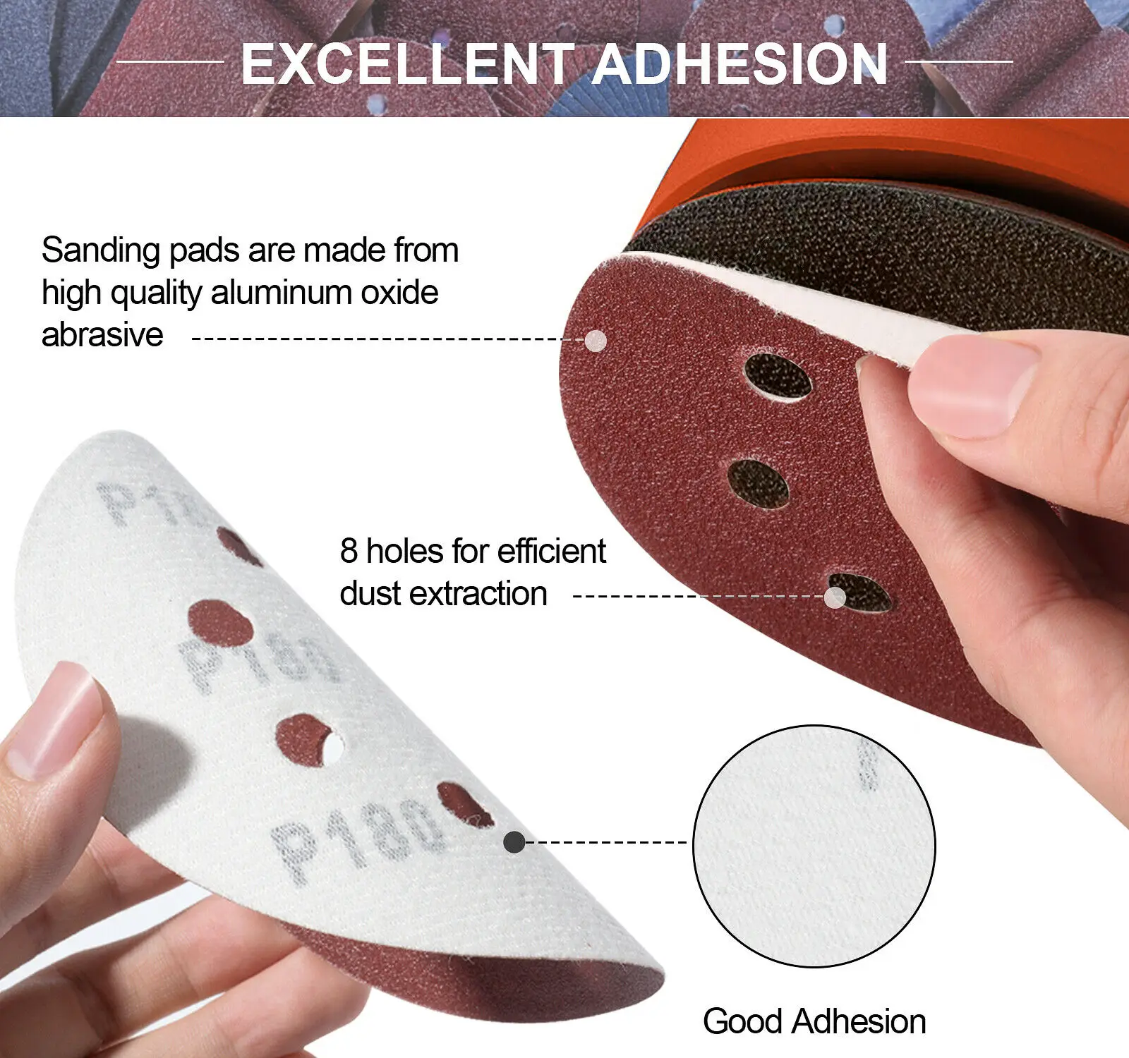 70PCS 5 Inch Hook dan Loop Amplas Cakram dengan Sander Pad Cocok untuk Black & Decker