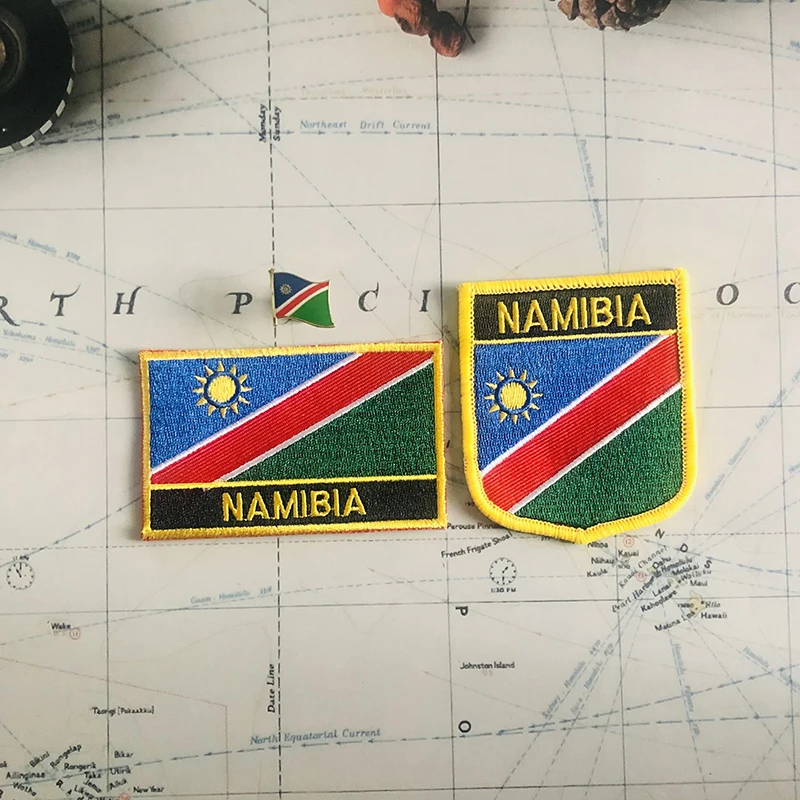 NAMIBIA  National Flag Embroidery Patches Badge Shield And Square Shape Pin One Set On The Cloth Armband   Backpack  Decoration