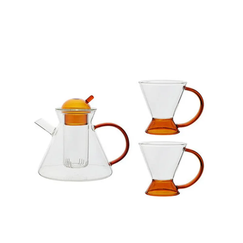 Ins Creative Nordic Teapot High Borosilicate Glass Transparent Heat Resistant Tea Pot Set Filter Coffee Pot Office Set Home Tool