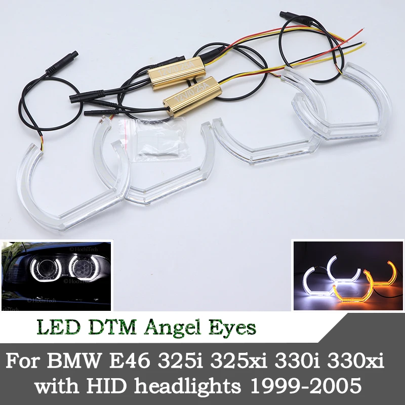 

High quality crystal LED angel eyes DTM style halo ring light For BMW E46 325i 325xi 330i 330xi with HID headlights 1999-2005