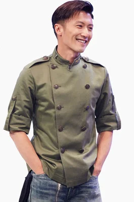 ผู้ชายสั้นแขน Breathable คู่ Chef อาหารบริการอาหาร Cook Workwear เสื้อยืดห้องครัวชุดทำงานผ้ากันเปื้อนใหม่