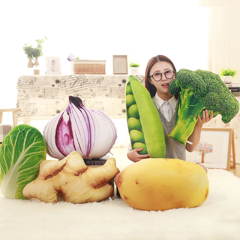 Almohada de simulación de verduras de 40-60CM, cojín, muñeco de peluche de verduras, patata, brócoli, repollo, guisantes, juguete de peluche, hogar creativo