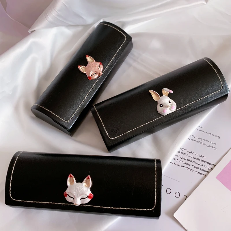 Lovely Animal Leather Glasses Case For Women Waterproof Hard Frame Eyeglass Case Reading Glasses Box Eyewear Spectacle Cases