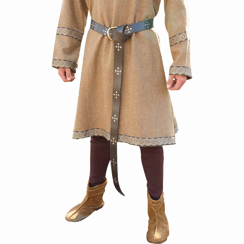 

Medieval Viking Beowulf Long Leather Knot Belt Studded Girdle For Larp Nordic Rogue Anglo Saxon Lord Cosplay Waistband Men Women