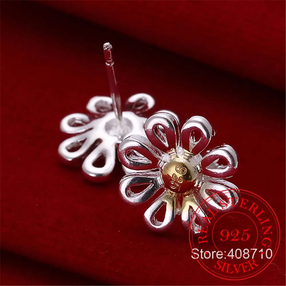 

Womens Flower Earrings Flower Shape 925 Sterling Silver Earrings Charm Fashion Creative Jewelry Accessories Holiday Gifts