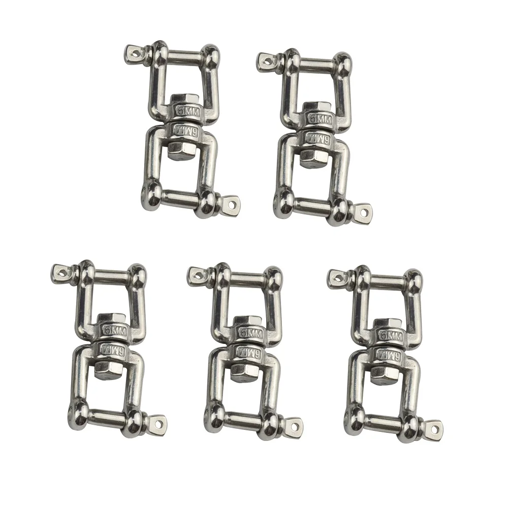 

5PCS 304 Stainless Steel Double Jaw Jaw Swivel Shackle 4mm 5mm 6mm 8mm 10mm For Marine Boat Anchor Chain Stainless Swivel