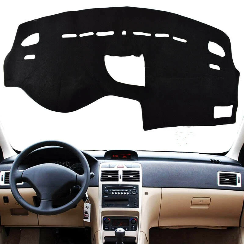 For Peugeot 307 Non-Slip Black Front Dashboard Cover Carpet Car Dash Board Heat Proof Mat Anti-Sun Shield Pad Shade Strip Trim