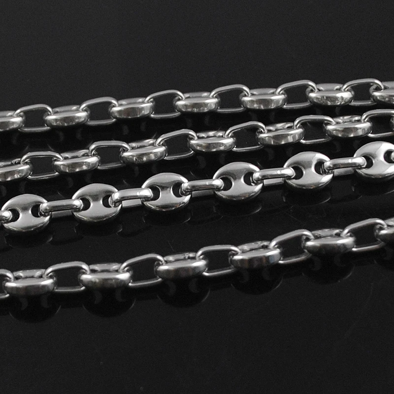 AMUMIU New arrivals, Fashion Stainless Steel Rosary Cross Necklace Bead Chain Men Jewelry Long 6mm KN095