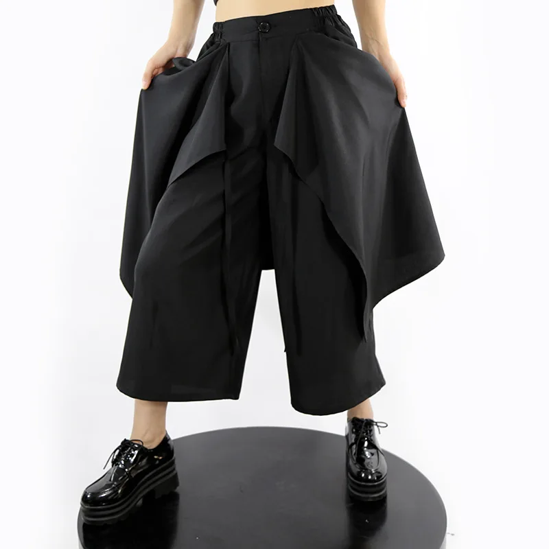 Ladies Wide Leg Pants Spring And Autumn New High Waist Korean Japanese Lace Culottes Casual Straight Leg Pants Nine Minutes