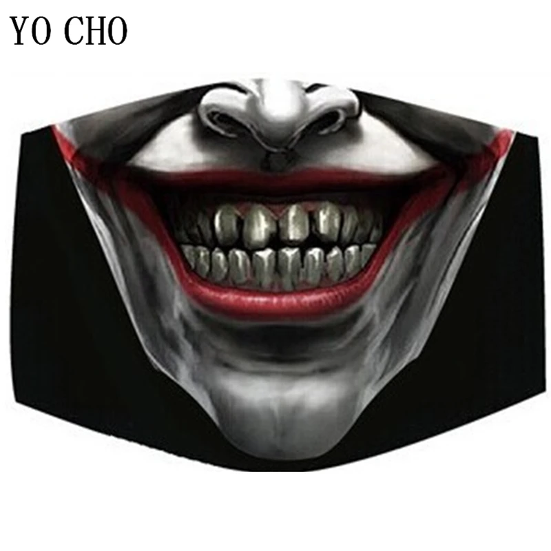 YO CHO Dust Masks Keep Warm Funny Shark Skull Face Mask Unisex Party Mouth Muffle Respirator Creative Personality Cotton Masks