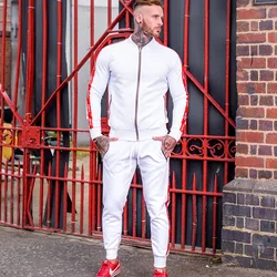 Sports Suit Men Bodybuilding Hoodies+pants Set men Sports Suits zipper Tights Clothes Gym Fitness Running Set Men Tracksuits 2XL