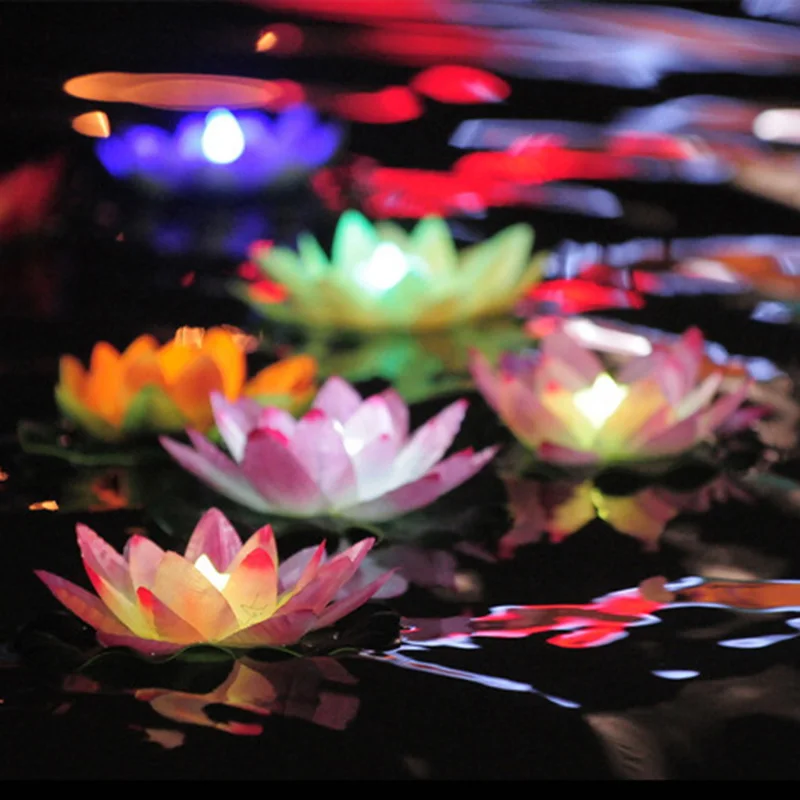 Floating Lotus Light Pool Outdoor Garden Water Flower LED Lamp Lights Electronic Candle