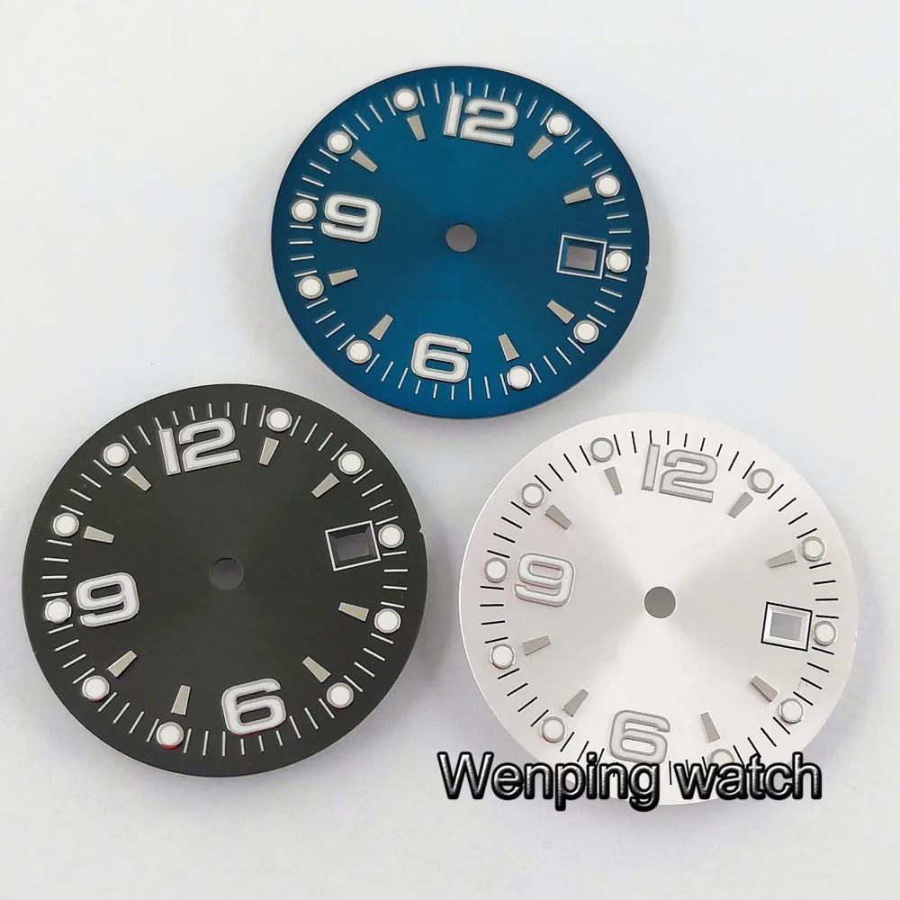 31.5mm Bliger blue black silver watch Dial luminous Fit ETA 2836/2824 DG2813/3804 Miyota 8215 821A 8205 automatic movement P934