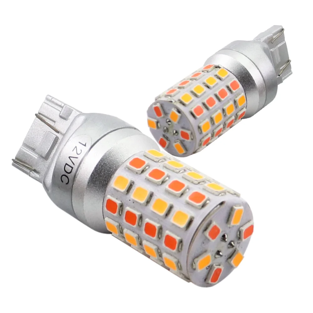 Dual Kleur 7443 7444 T20 W21/5W Led Licht Voor Lada Kalina Granta Vesta Drl Lampen 12V wit En Geel 2835 Smd 6W