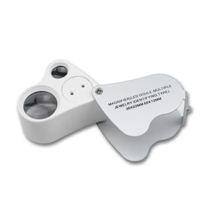 50set 30X 60X Illuminated magnifier glass loupe Dual Lens Jewelry Appraisal tool SN3948