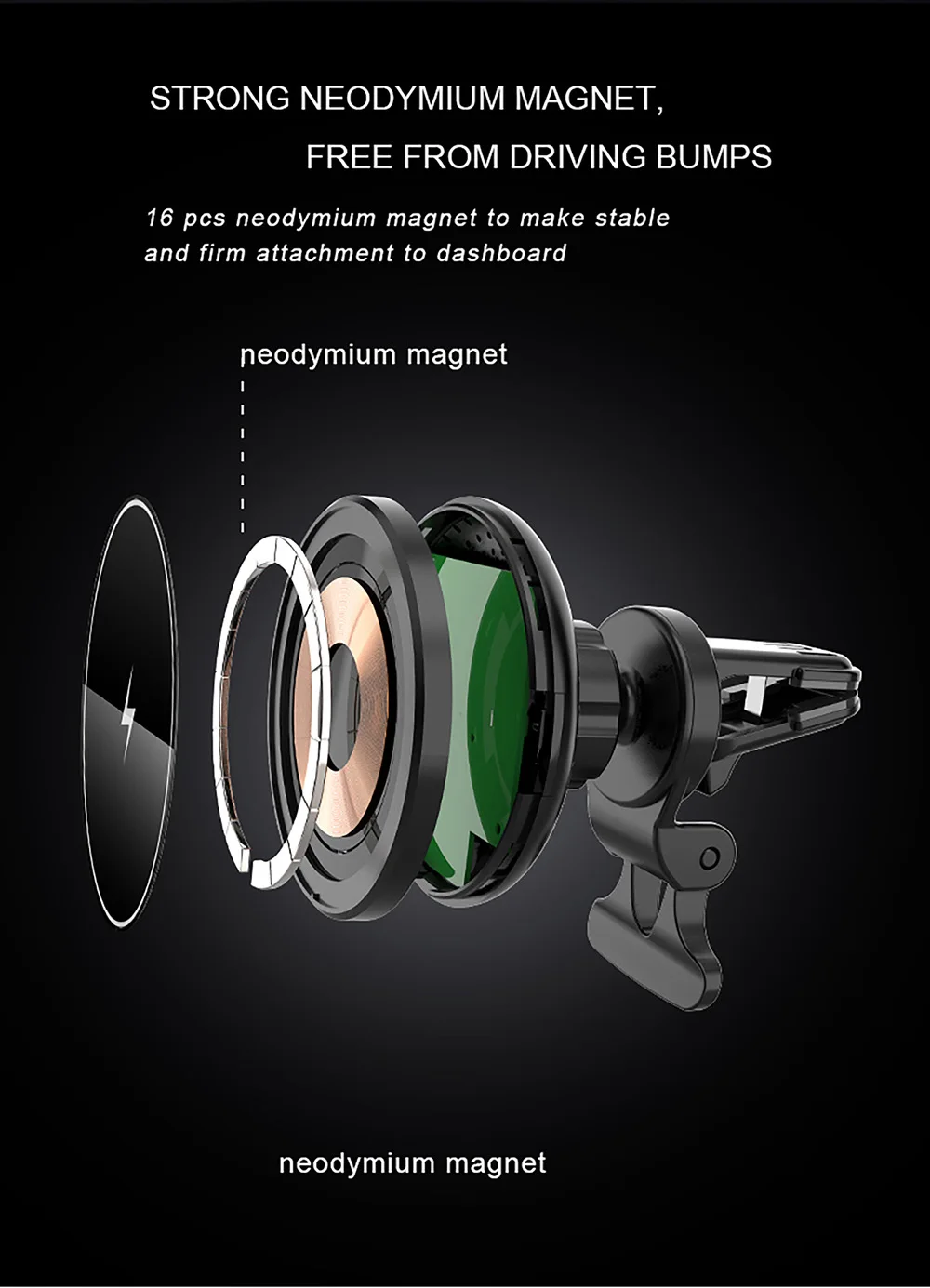 15W หนีบแม่เหล็กไร้สายสำหรับ iPhone 13 12 Pro Max Mini Air Vent ผู้ถือโทรศัพท์มือถือ Bracket fast Charging