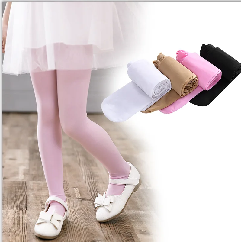 Girls Ballet Dance Pantyhose Children A Thin Section Fashion Velvet Tights Baby Solid Black White Stockings For 0-15Y Kids