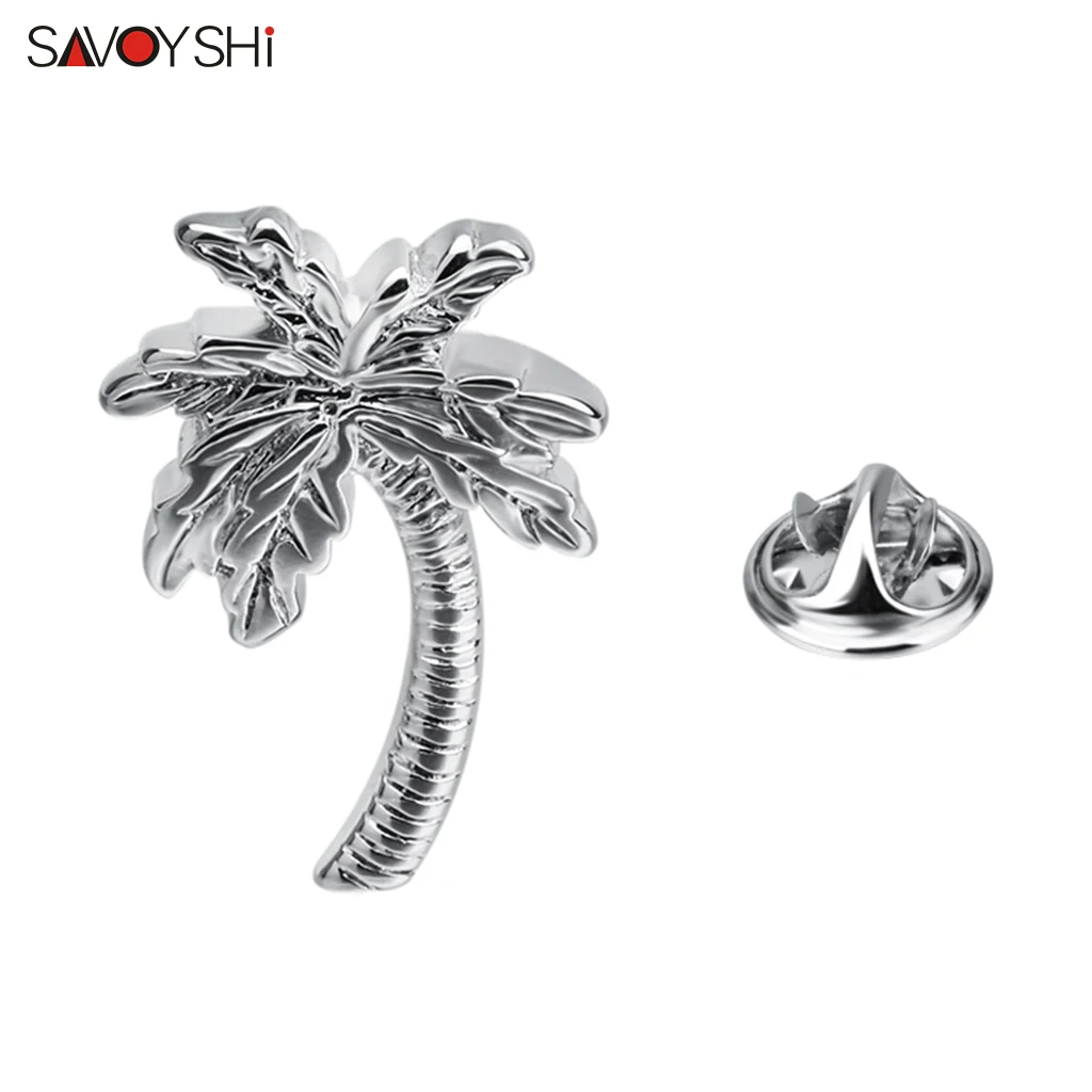 SAVOYSHI Small Silver color Plant Brooch Pin Jewelry Men Jackets Badges Accessories Lapel Pin hijab Pin