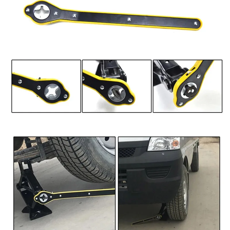 Chiave a cricchetto per martinetto a risparmio di manodopera per Auto martinetto a forbice per Garage chiave per alette per pneumatici maniglia per risparmio di manodopera