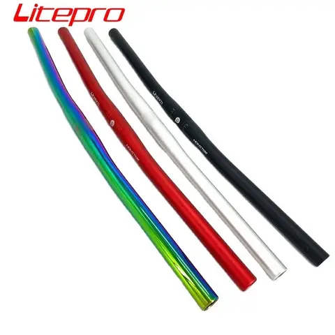 Litepro 접는 자전거 핸들 25.4mm 22.2mm 540mm 580mm 수평 핸들 바 한 모양의 핸들 바 알루미늄 합금 자전거 부품