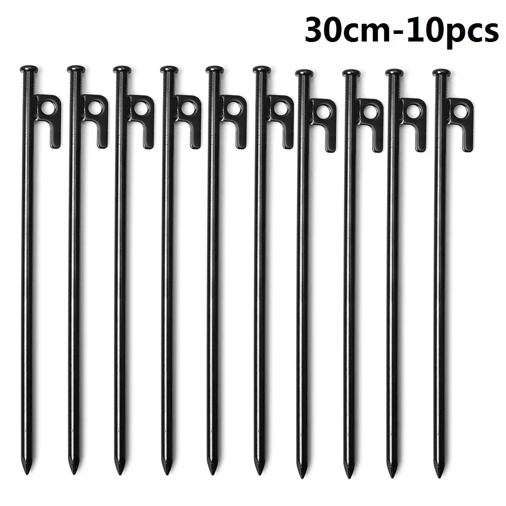 10Pcs 20/30/40cm Steel Outdoor Camping Trip Tent Peg Ground Nail Tent Fittings