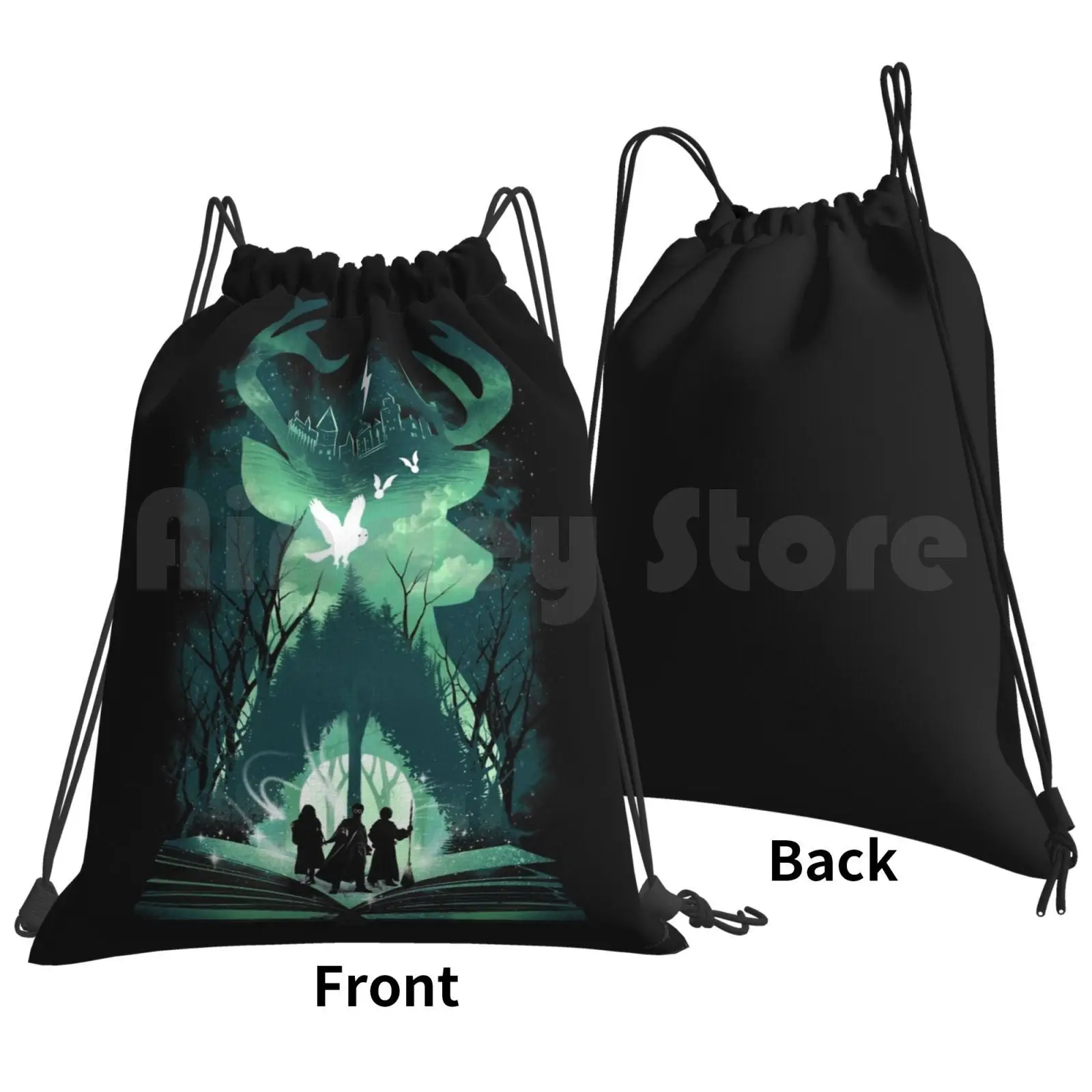 The Magic Never Ends Backpack Drawstring Bag Riding Climbing Gym Bag Books Bookworm Reading Author Graphicnovel Magical