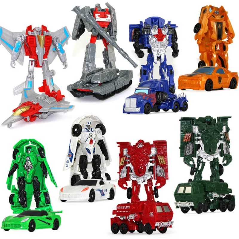 1Pcs Plastic Kid Classic Robot Auto Speelgoed 10Cm Transformatie Model Robot Car Action & Toy Figures Onderwijs Jongen gift I0303