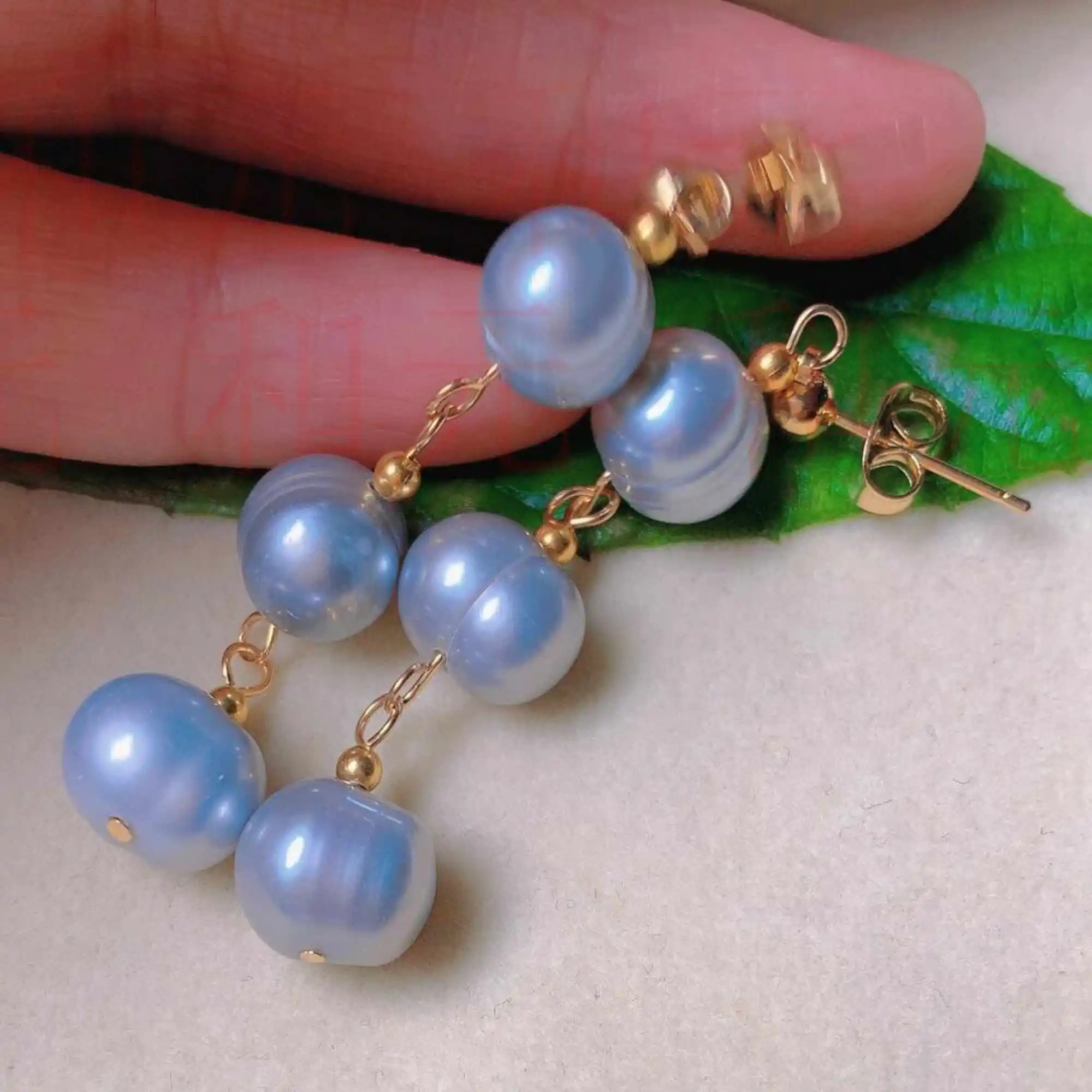 

Natural white freshwater baroque pearl beads gold ear stud gift Beautiful Holiday gifts Lucky Jewelry