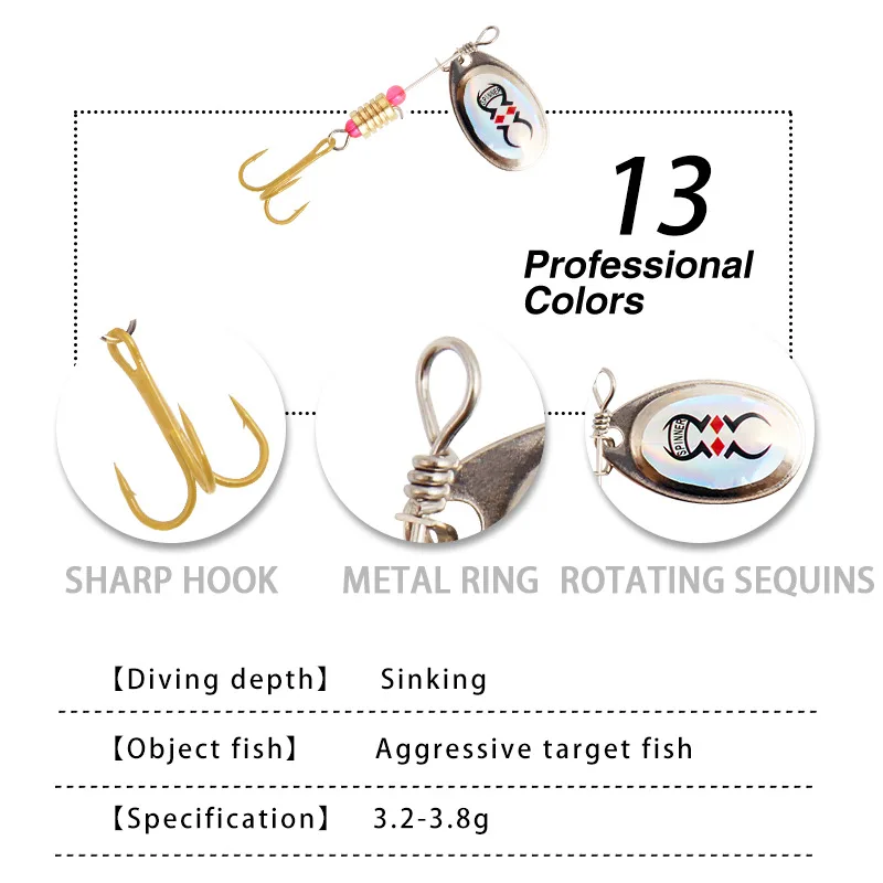 POETRYYI Señuelo Giratorio CrankBait Lubina – Metal Duro para Pesca