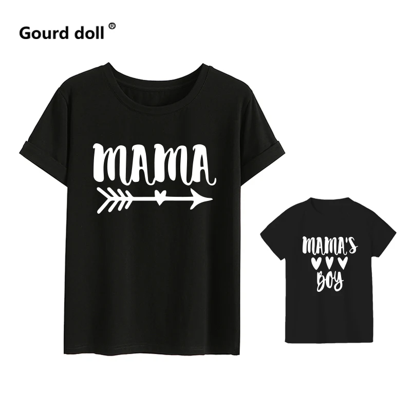 Fashion family matching short t shirt mommy and girl son letters mama boys clothes t shirt litte baby kids outfits Look Tops