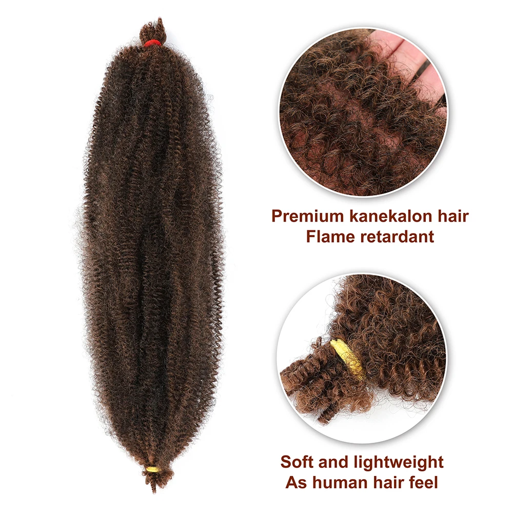 YunRong-extensiones de cabello rizado Marley para mujeres africanas, cabello trenzado primaveral Afro Twist Crochet, extensiones a granel, Faux