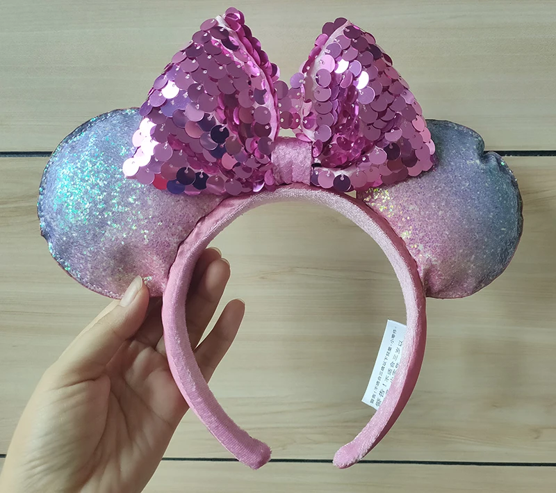 NEW Shanghai 5th Anniversary Limited Sequins Minnie Mouse Ear Headband