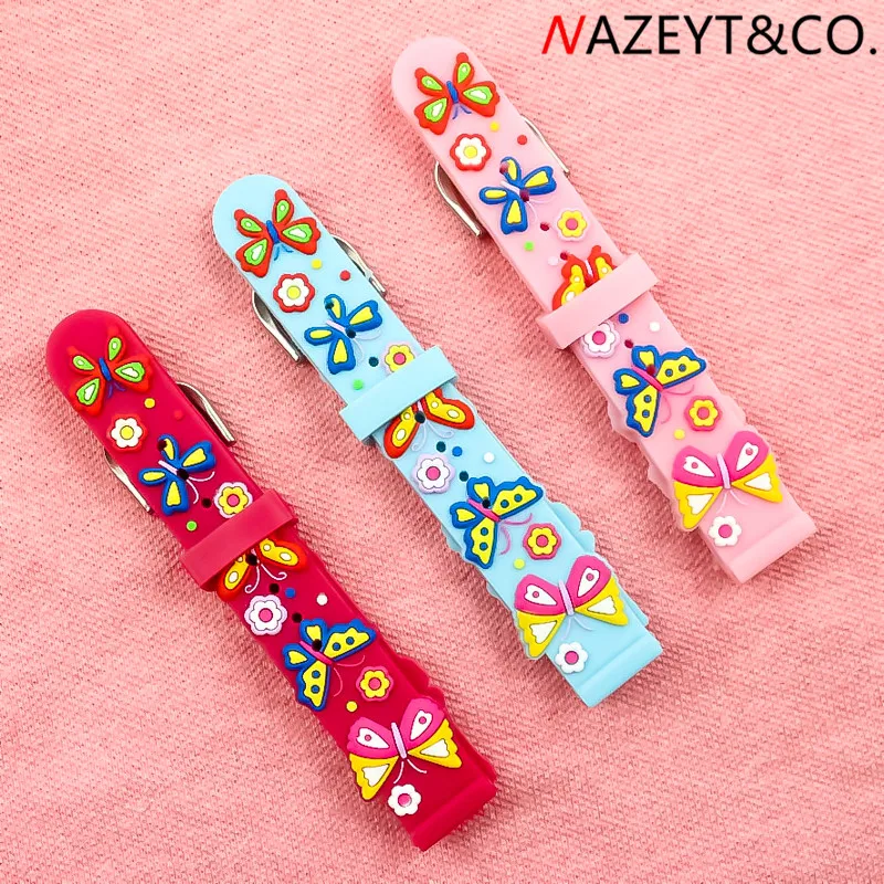 free shipping little children watchband lovely 3D butterfly dial soft silicone Replacement strap 15mm Breathable watchband