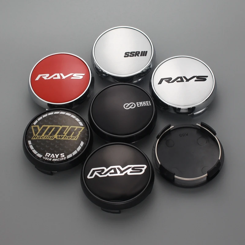 4pcs 65mm/60.5mm clip volk rays wheel center cap car covers caps on wheels enkei racing ssr logo emblem hub cap for rims auto