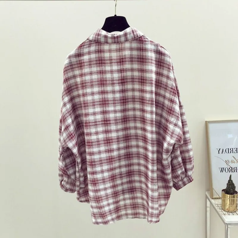 Shirts Women Plaid Long Sleeve All-match Trendy Korean Style Simple Daily Womens Clothing Loose Leisure Harajuku Soft Summer New