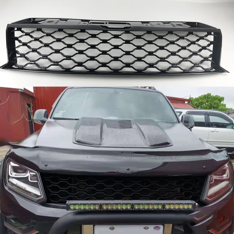 

BLACK FRONT MESH MASK COVER ABS GRILLS GRILLE FIT FOR AMAROK VEHICLE GRILL PARTS 2015 2016 2017 2018 2019 ABS CN(Origin)