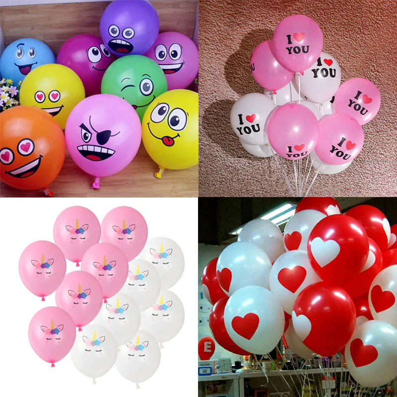 10pcs 12inch Cute Funny Big Eyes Smiley face latex balloons Red Love Heart latex balloons wedding confession anniversary Decor