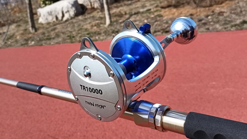 TR10000 Full Metal Heavy Trolling Reel Strong 30kg Drag Power Blue See Boat Fishing Big Drum Reel Right Hand Baitcasting Reel