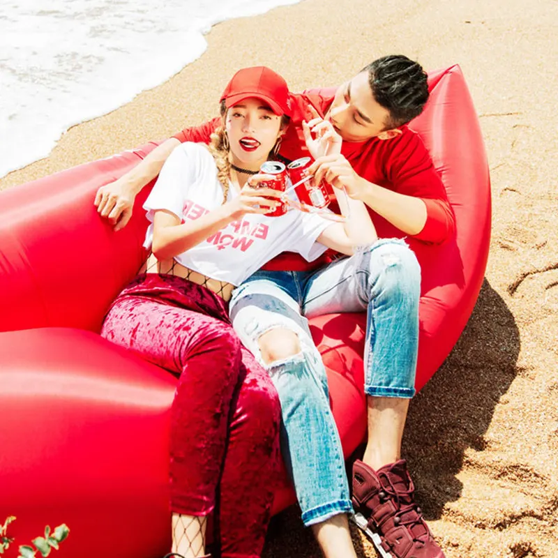 Outdoor Lazy Inflatable Sofa Air Mattress Folding Single Portable Camping Beach Bean Belt Sofa