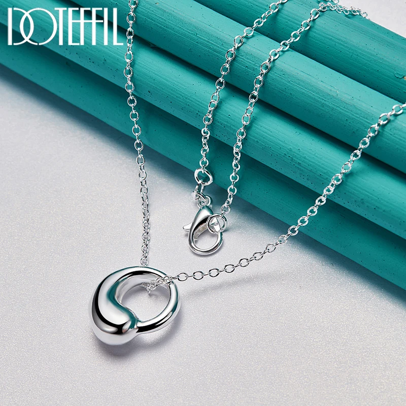 

DOTEFFIL 925 Sterling Silver Water Droplets Pendant Necklace For Woman Man Wedding Engagement Jewelry