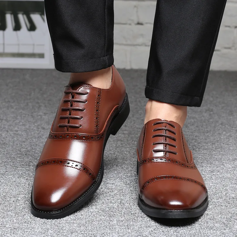 

Mens Dress Shoes Oxfords Business Office Pointed Black Brown Lace-Up Men's Formal Shoes Wedding shoes Plus Size 38-48
