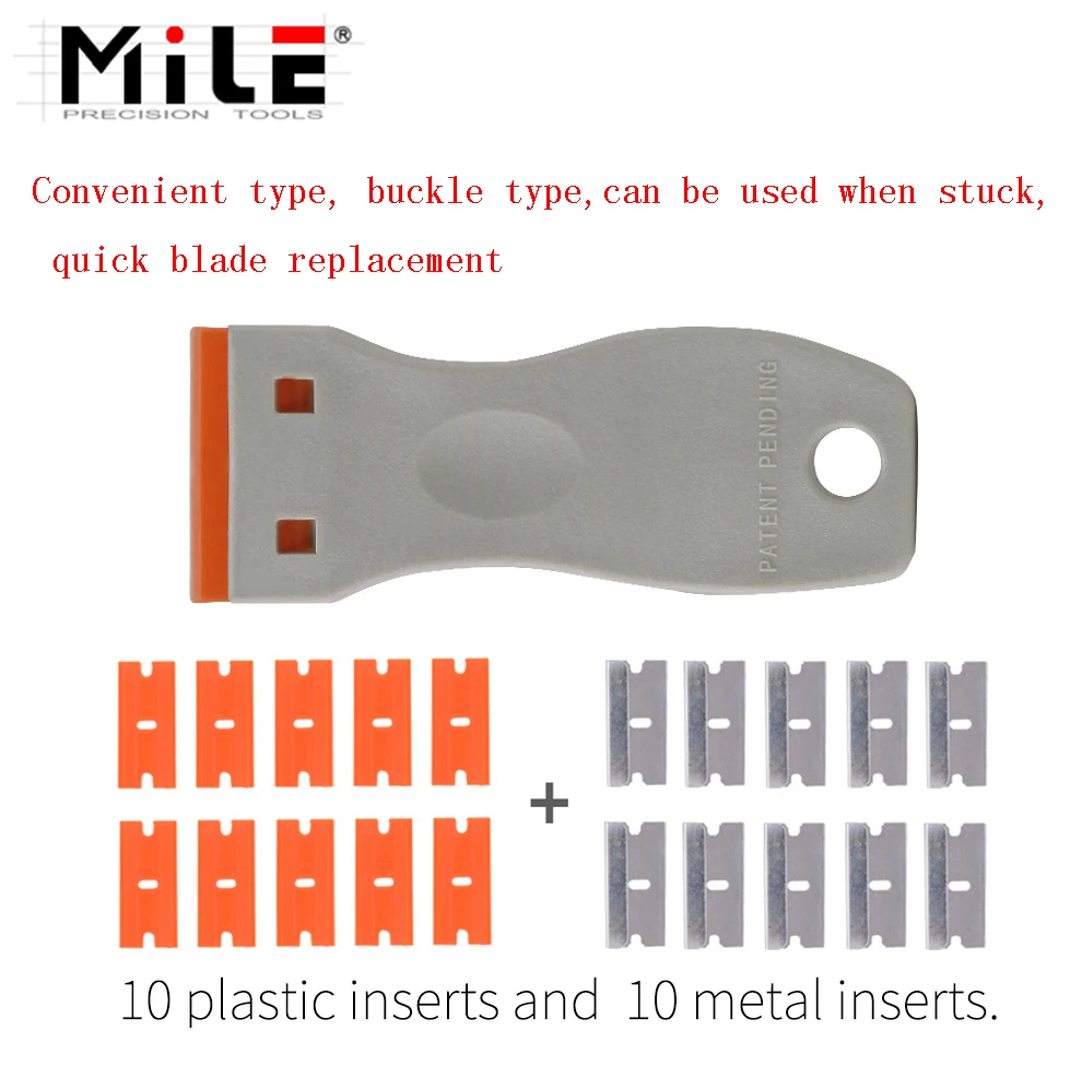 MIGLIO Finestra di Vetro di Ceramica Forno Rasoio Raschietto 1.5 "Lama Manico In Plastica Automotive Pellicola Sticker Strumento di Pulizia Lama di 20PCS lama
