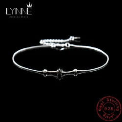 New Fashion Star&Square Bead Pendant Anklets 925 Sterling Silver Simple Exquisite Summer Foot Chain Bracelets Women Jewelry Gift