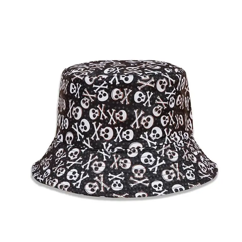 2021 Cotton skull print Bucket Hat Fisherman Hat outdoor travel Sun Cap for Men and Women 01