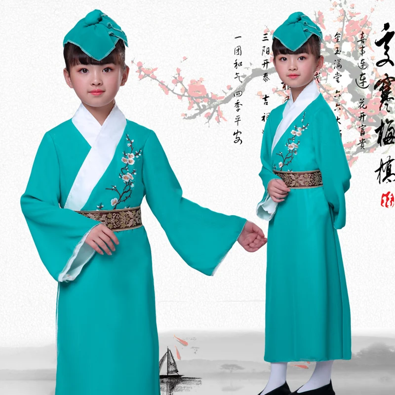 

Ancient Traditional Chinese Dance Costumes for Boys Girls Classical Hanfu Robe Folk Scholar Costume Performance Stage Dress