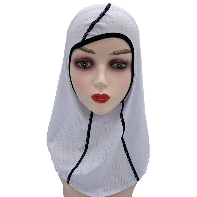 Vrouwen Sport Hijab Sjaal Een Stuk Mesh Jersey Moslim Hoofddoek Islamitische Tulband Caps Ademend Stretchy Antislip workout Hijab