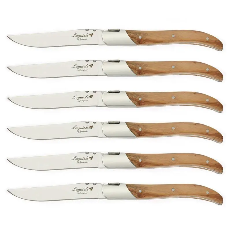 

4/6/8/10pcs Laguiole Steak Knives Set Olive Wood Handle Dinner Knife Hammer Blade Steak Knife 8.25inch Kitchen Cutlery Christmas